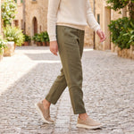 Pair of KURU ROAM 2 Atla Women's Sneaker in Sand-Ecru, angled view.