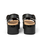 Back heel view of the KURU LOMA Jarvi Women's Sandal in Jet Black.