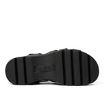 Outsole view of the KURU LOMA Jarvi Women's Sandal in Jet Black, showing the KURUSOLE tread.