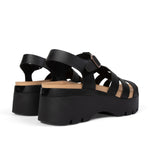 Close-up of the heel cup on the KURU LOMA Jarvi Women's Sandal in Jet Black.