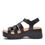 Inner side view of the KURU LOMA Jarvi Women's Sandal in Jet Black.