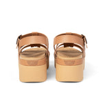 Back heel view of the KURU LOMA Jarvi Women's Sandal in Toffee-Sand.