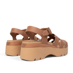 Close-up of the heel cup on the KURU LOMA Jarvi Women's Sandal in Toffee-Sand.