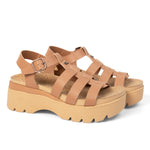 Pair of KURU LOMA Jarvi Women's Sandal in Toffee-Sand, angled view.