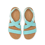 Top-down view of the KURU LOMA Women's Sandal in Aqua Spritzer.