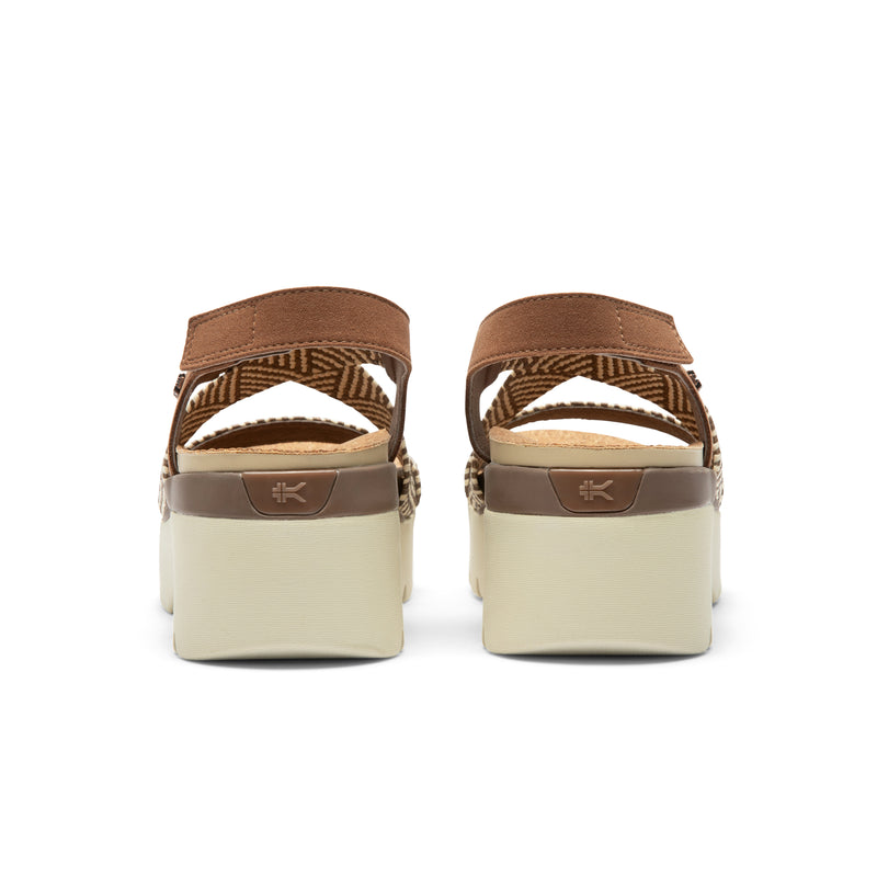 Back heel view of the KURU LOMA Women's Sandal in Molasses Brown-Ashwood.