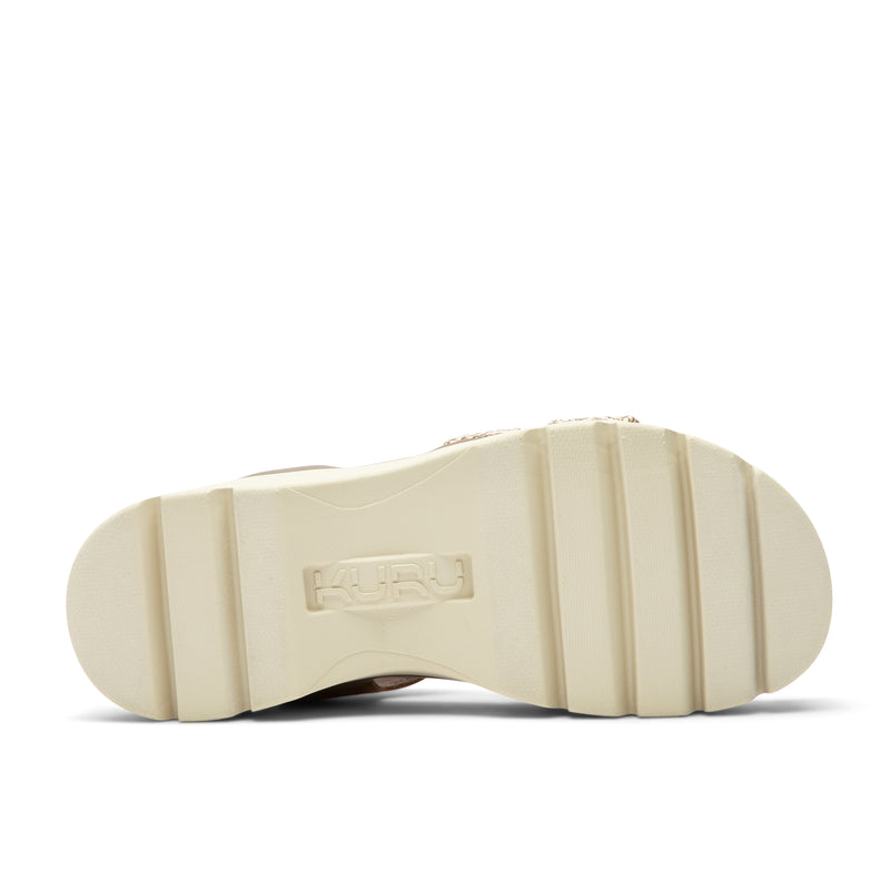 Outsole view of the KURU LOMA Women's Sandal in Molasses Brown-Ashwood, showing the KURUSOLE tread.