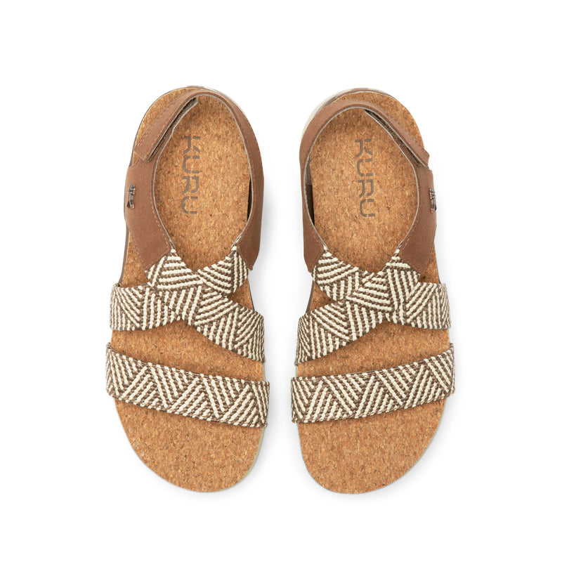 Top-down view of the KURU LOMA Women's Sandal in Molasses Brown-Ashwood.