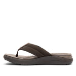 Inner side view of the KURU MOMENT Flip Men's Flip-Flop in Espresso Brown-Warmstone.