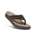 Angled profile view of the KURU MOMENT Flip Men's Flip-Flop in Espresso Brown-Warmstone.