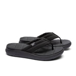 Pair of KURU MOMENT Flip Men's Flip-Flop in Jet Black, angled view.