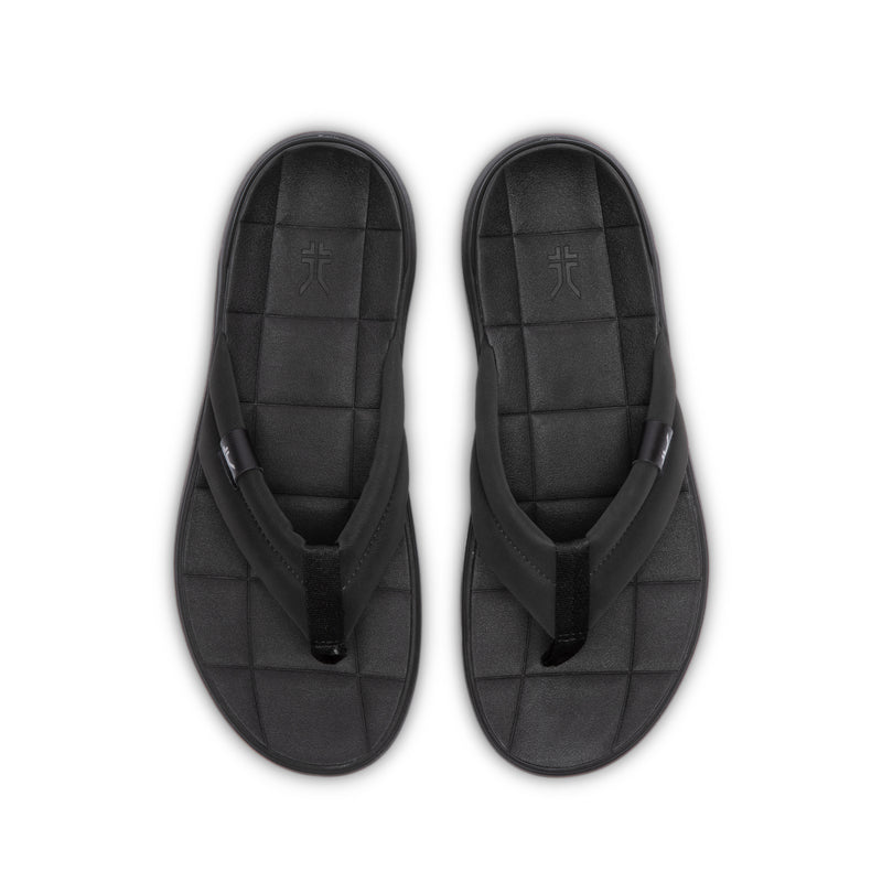 Top-down view of the KURU MOMENT Flip Women's Flip-Flop in Jet Black.