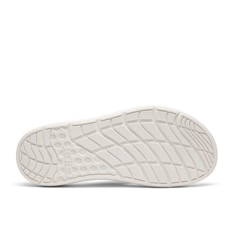 Outsole view of the KURU MOMENT Flip Women's Flip-Flop in Ecru, showing the KURUSOLE tread.