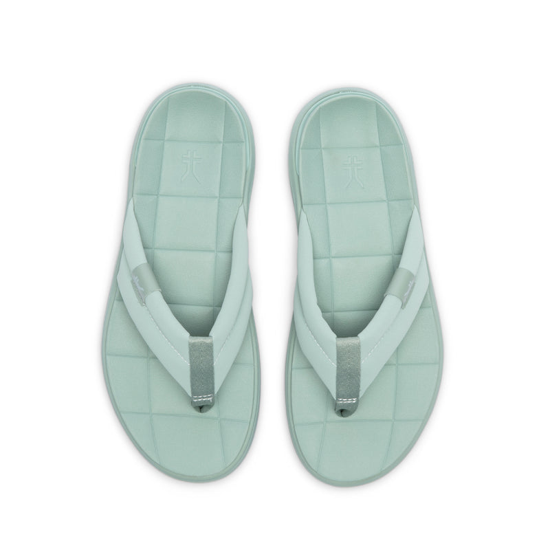 Top-down view of the KURU MOMENT Flip Women's Flip-Flop in Safari Green.