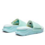 Close-up of the heel cup on the KURU MOMENT Women's Sandal in Aqua Frost.