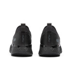 Back heel view of the KURU QUANTUM 2 Slip-On Men's Slip-On Sneaker in Jet Black-Lead Gray.