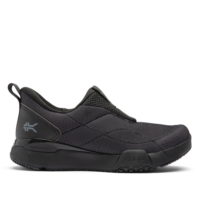KURU QUANTUM 2 Slip-On Men's Slip-On Sneaker in Jet Black-Lead Gray.