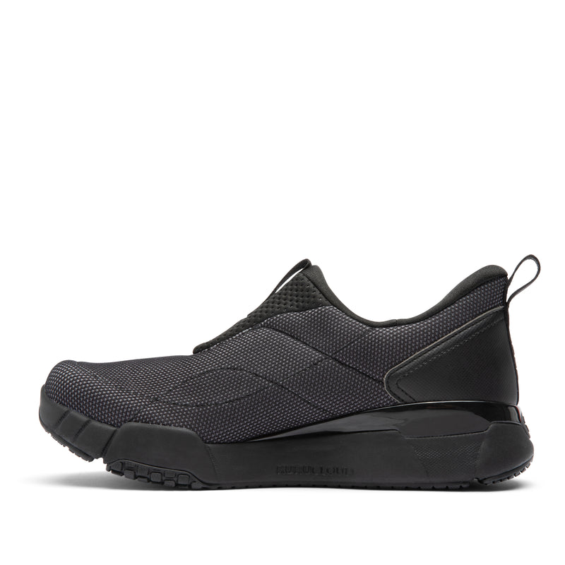 Inner side view of the KURU QUANTUM 2 Slip-On Men's Slip-On Sneaker in Jet Black-Lead Gray.