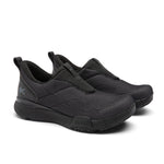 Pair of KURU QUANTUM 2 Slip-On Men's Slip-On Sneaker in Jet Black-Lead Gray, angled view.