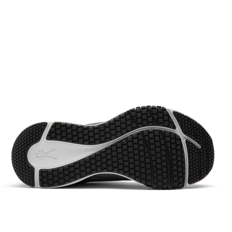 Outsole view of the KURU QUANTUM 2 Slip-On Men's Slip-On Sneaker in Lead Gray-Dove Gray, showing the KURUSOLE tread.