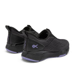 Close-up of the heel cup on the KURU QUANTUM 2 Slip-On Women's Slip-On Sneaker in Jet Black-Purple Haze.