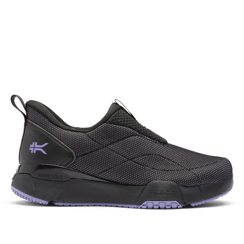 KURU QUANTUM 2 Slip-On Women's Slip-On Sneaker in Jet Black-Purple Haze.