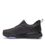 Inner side view of the KURU QUANTUM 2 Slip-On Women's Slip-On Sneaker in Jet Black-Purple Haze.