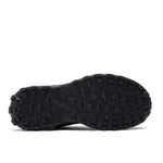 Outsole view of the KURU RIDGE Motion Men's Boot in Jet Black-Charcoal Gray, showing the KURUSOLE tread.