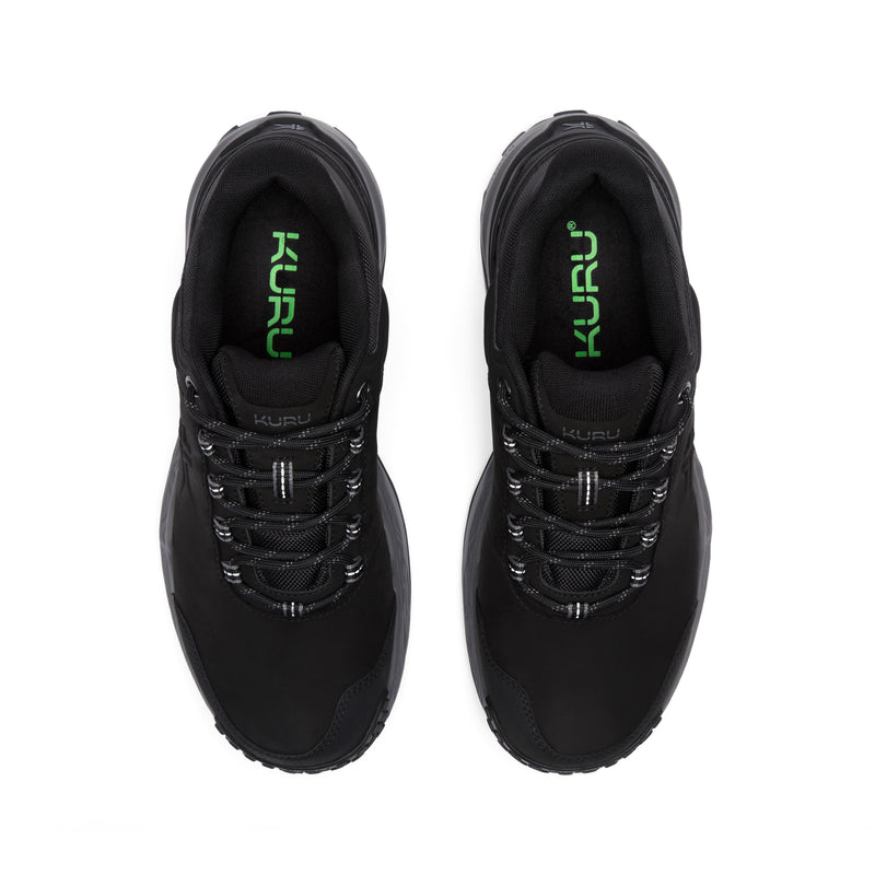 Top-down view of the KURU RIDGE Motion Men's Boot in Jet Black-Charcoal Gray.