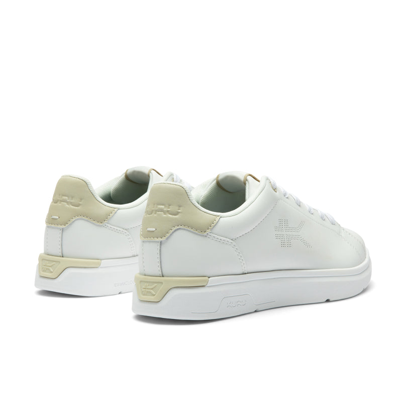 Close-up of the heel cup on the KURU ROAM 2 Unisex Sneaker in Bright White-Sand.