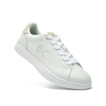 Angled profile view of the KURU ROAM 2 Unisex Sneaker in Bright White-Sand.