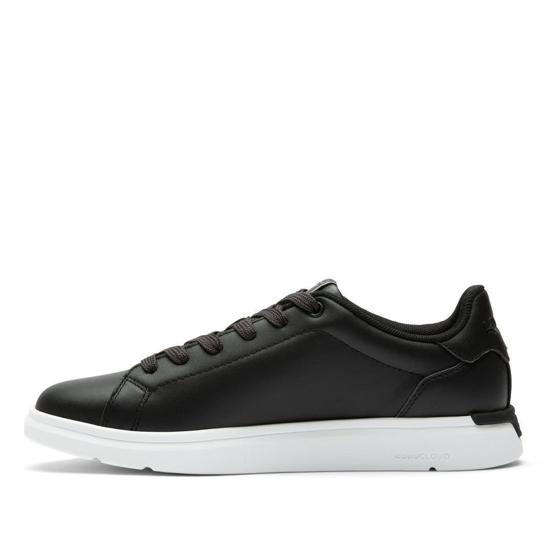 Inner side view of the KURU ROAM 2 Unisex Sneaker in Jet Black-Bright White.