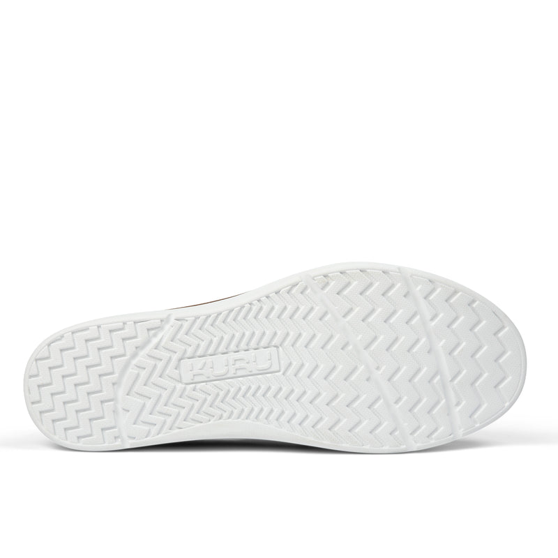 Outsole view of the KURU ROAM 2 Atla Women's Sneaker in Jet Black-Cognac Brown, showing the KURUSOLE tread.