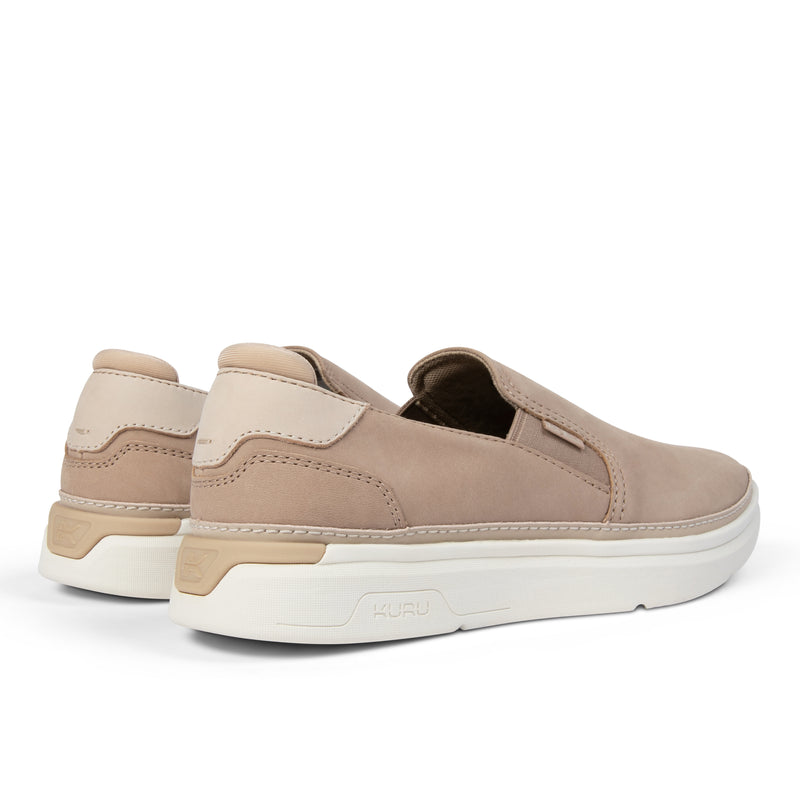 Close-up of the heel cup on the KURU ROAM 2 Atla Women's Sneaker in Sand-Ecru.