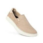 Angled profile view of the KURU ROAM 2 Atla Women's Sneaker in Sand-Ecru.