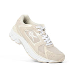 Angled profile view of the KURU SURGE Unisex Sneaker in Ashwood-Bright White.
