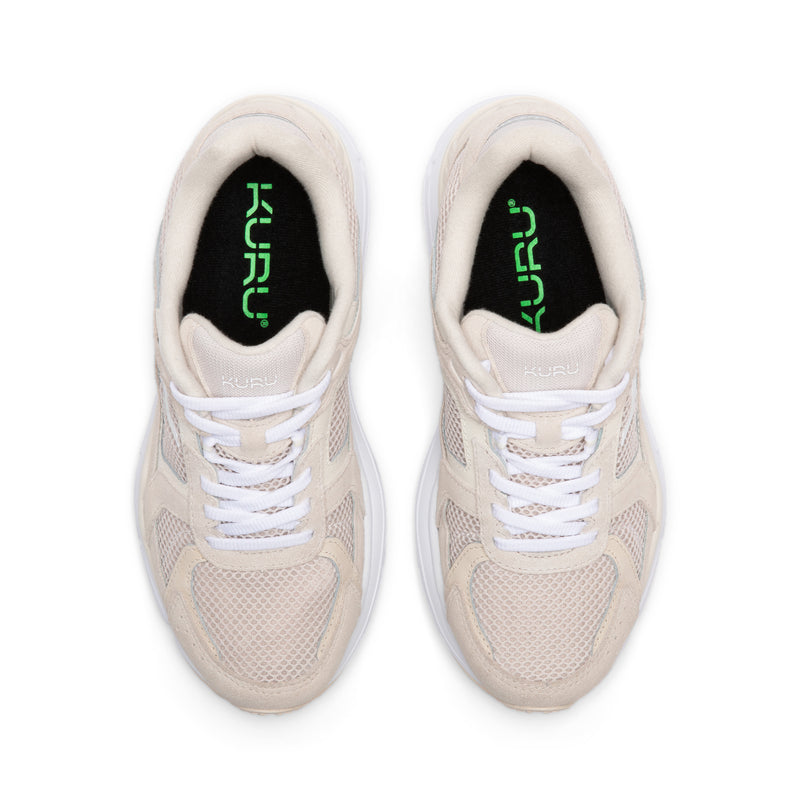 Top-down view of the KURU SURGE Unisex Sneaker in Ashwood-Bright White.