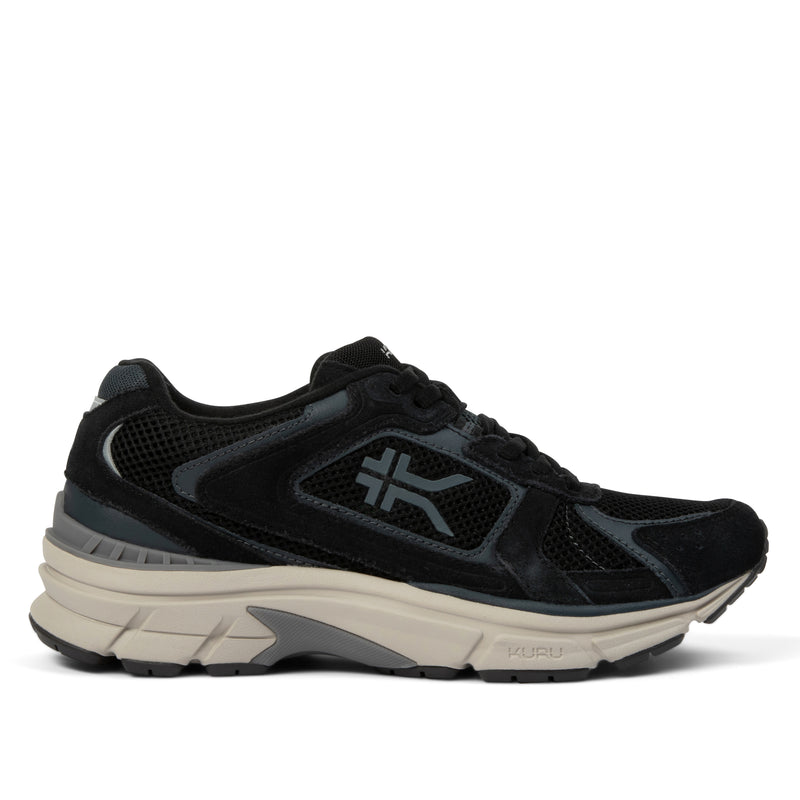 KURU SURGE Unisex Sneaker in Jet Black-Bone Gray.