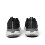 Back heel view of the KURU VELOCITY Men's Sneaker in Jet Black-Charcoal Gray.