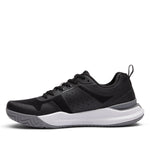 Inner side view of the KURU VELOCITY Men's Sneaker in Jet Black-Charcoal Gray.