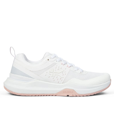 KURU VELOCITY Women's Sneaker in Bright White-Lotus Pink.