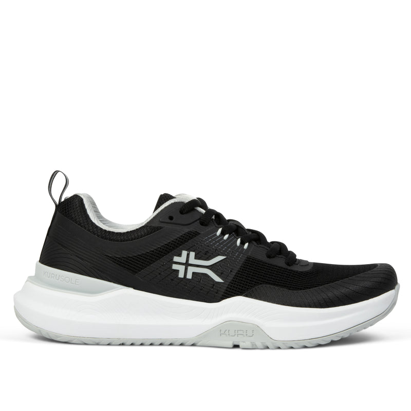 KURU VELOCITY Women's Sneaker in Jet Black-Dove Gray.