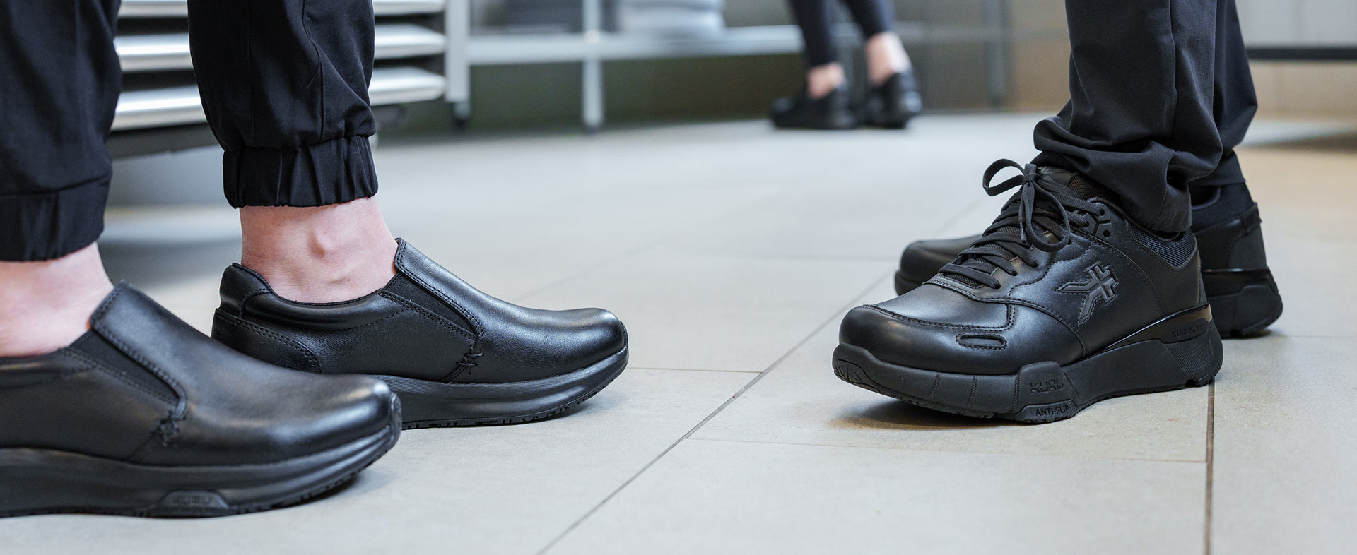 KURU footwear collection for work, featuring supportive shoes designed for all-day comfort on the job.