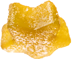 Yellow star-shaped gummy candy for the KURU Gummy Sweet Relief collection.