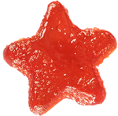 Red star-shaped gummy candy representing sweet relief.